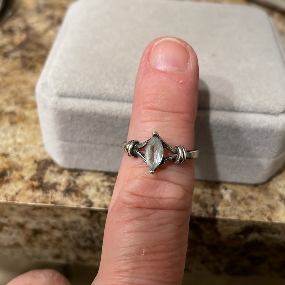 Sterling Silver Solid 925 Vintage Aquamarine Ring - image 2